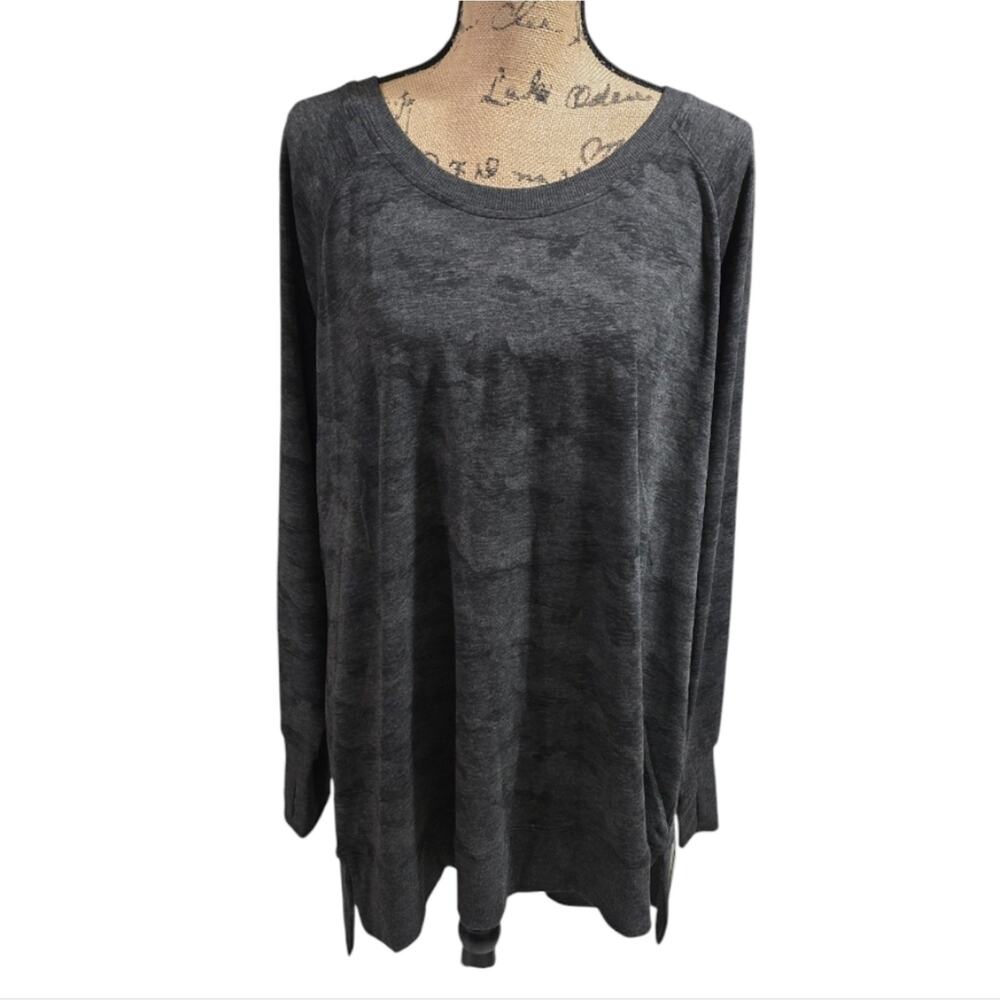 Rbx Women's Camo Cozy Active Gray Long Sleeve Top Plus Size 3X New
